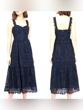 Adelyn Rae blue floral crochet boho dress